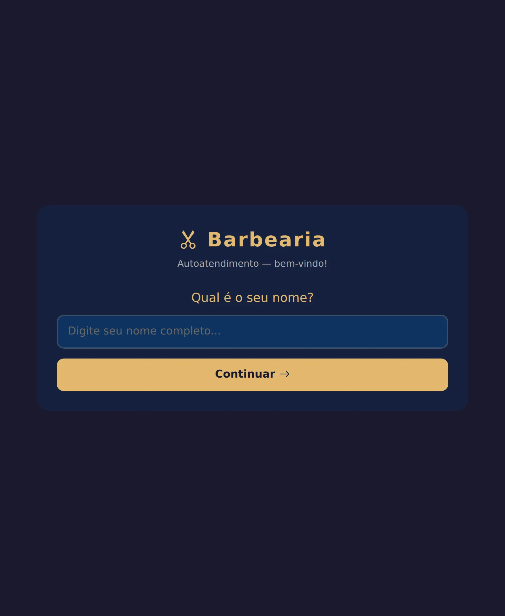 Tela de autoatendimento no tablet